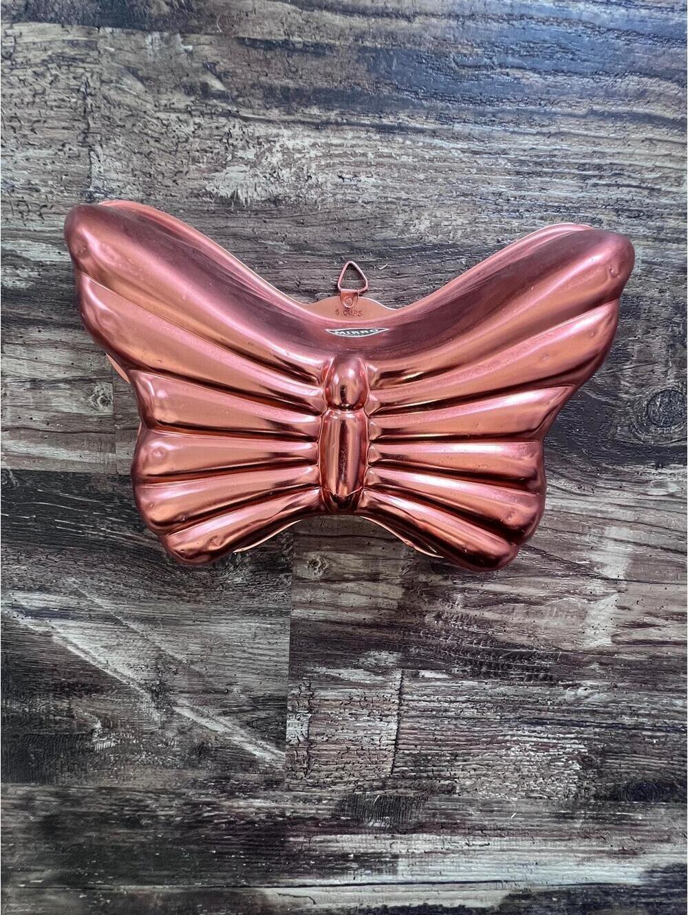 Vintage Mirro Butterfly Mold | Copper-Tone Aluminum Jell-O Pan | MCM Decor